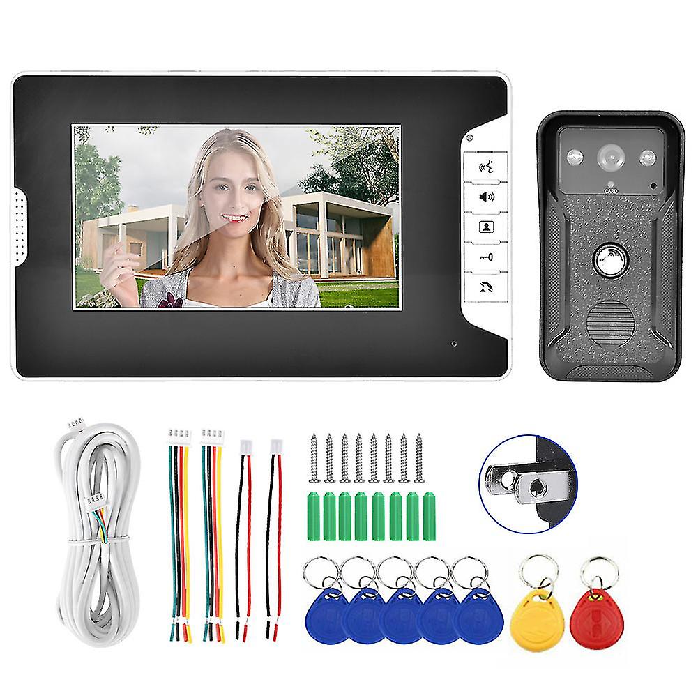 7Inch Tft Night Vision Doorbell Id Card Security Intercom Camera Video Door Phone 100-240vus Plug
