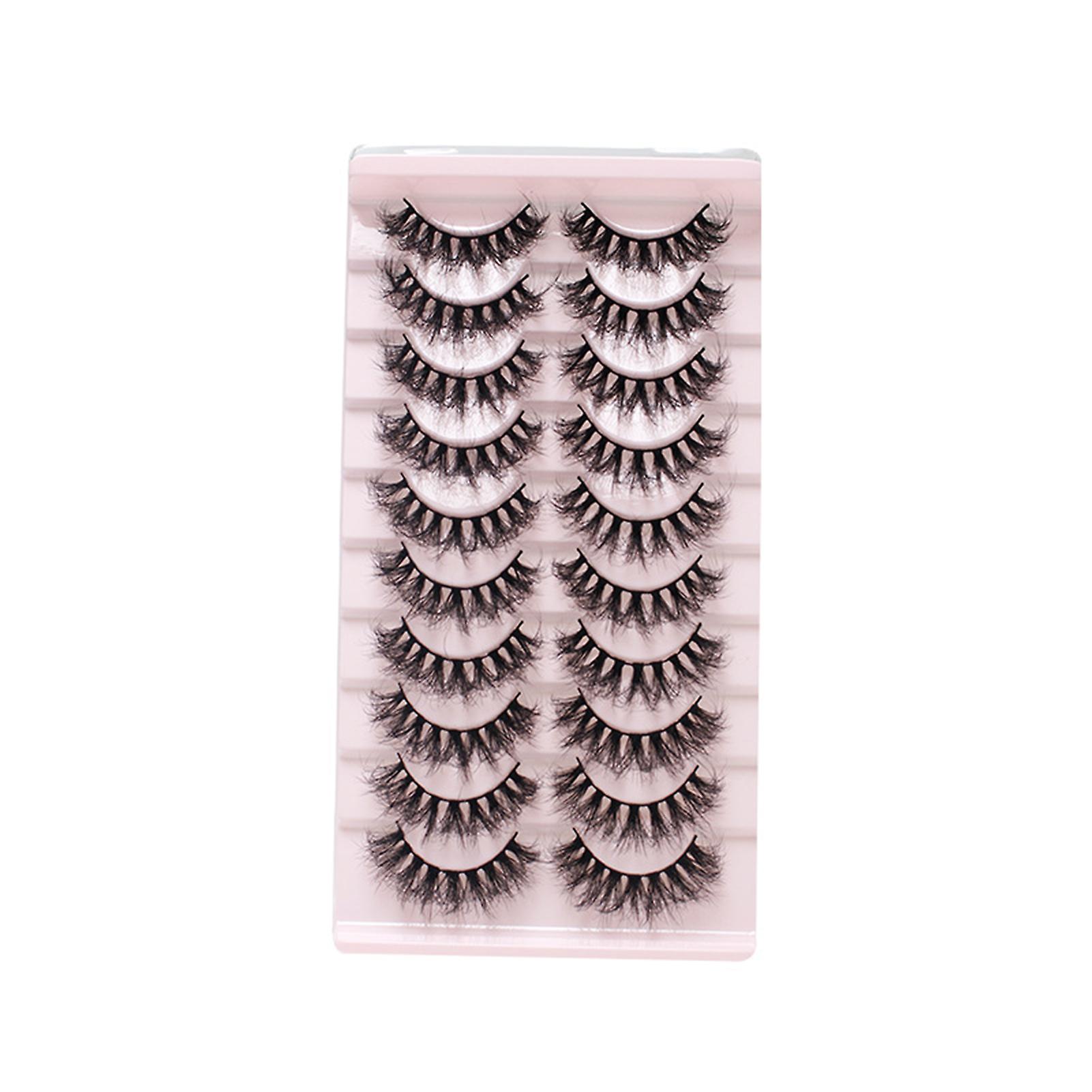 10 Pairs Dense Soft Artificial Eyelashes Diy Fluffy Effect Lightweight Lashes