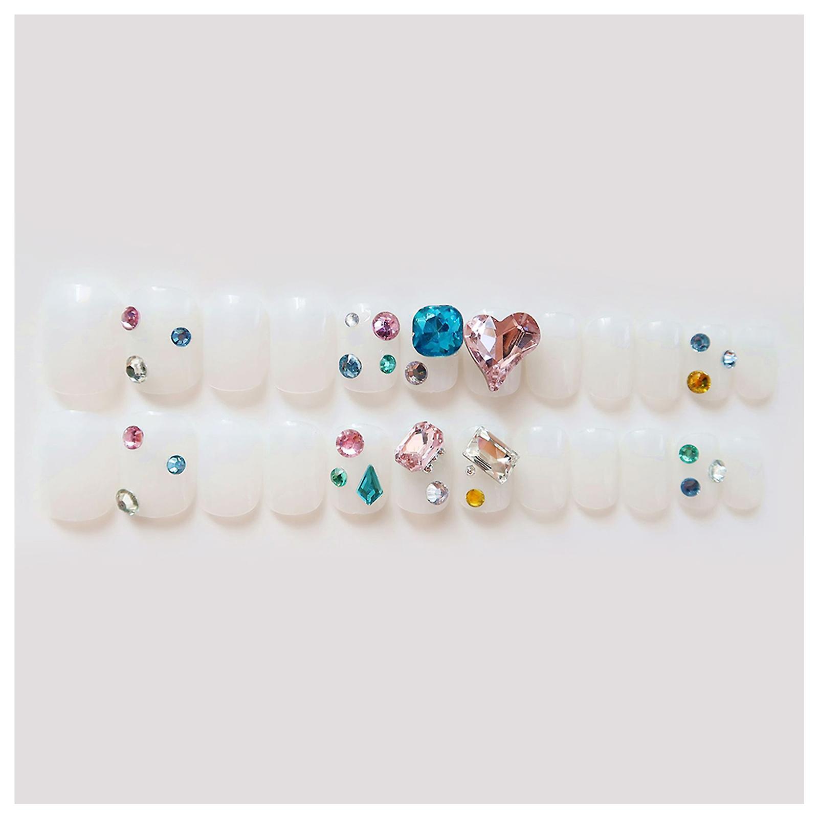 24pcs Glossy False Nails 3d Colorful Glossy False Nails