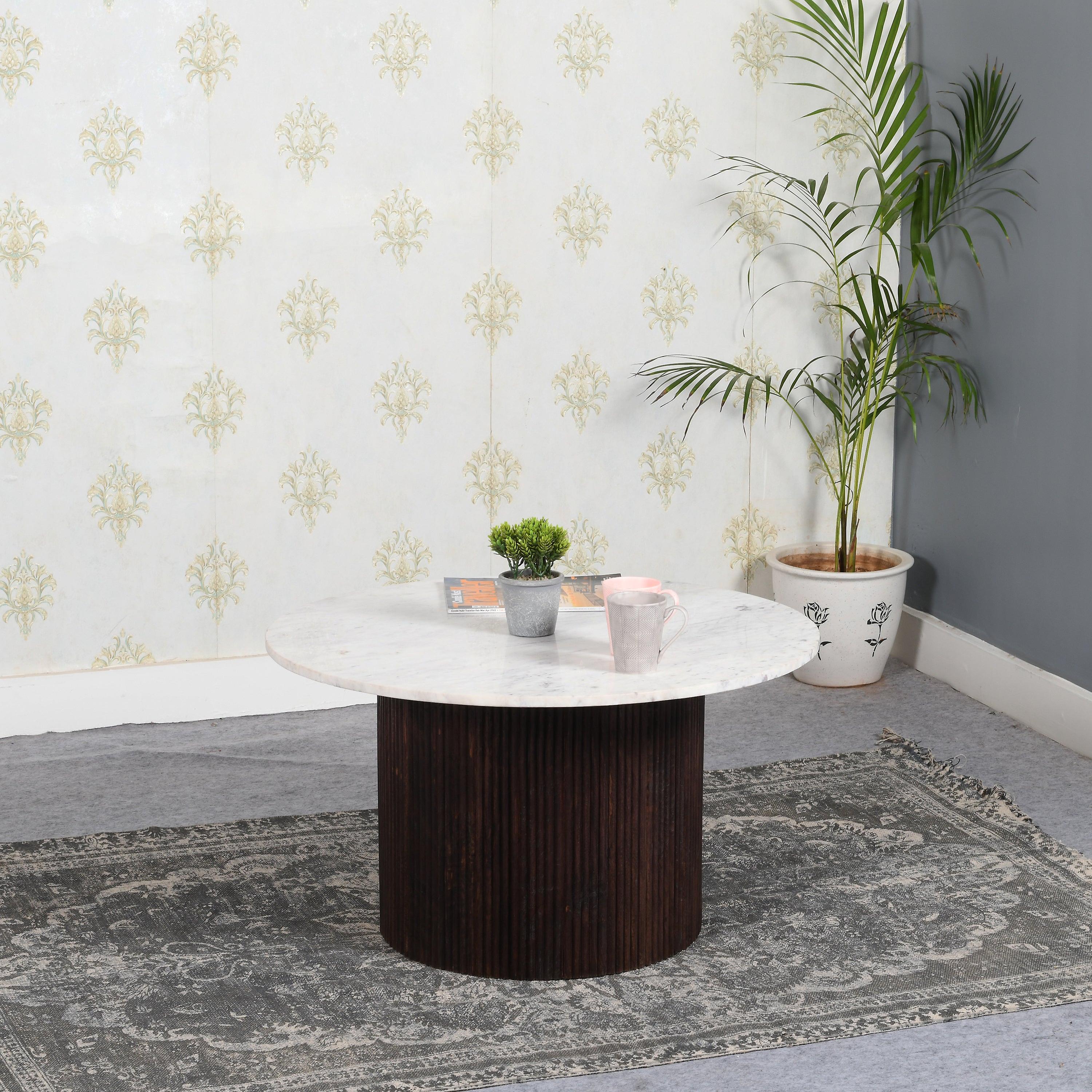 Ilitia Mango Wood Coffee Table With Marble Top