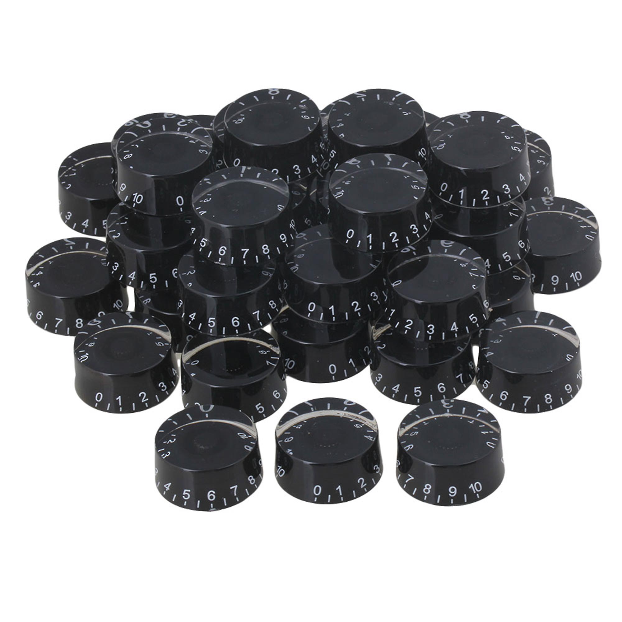 Black Round Knobs Electric Guitar Speed Control Knobs White Number Set of 200
