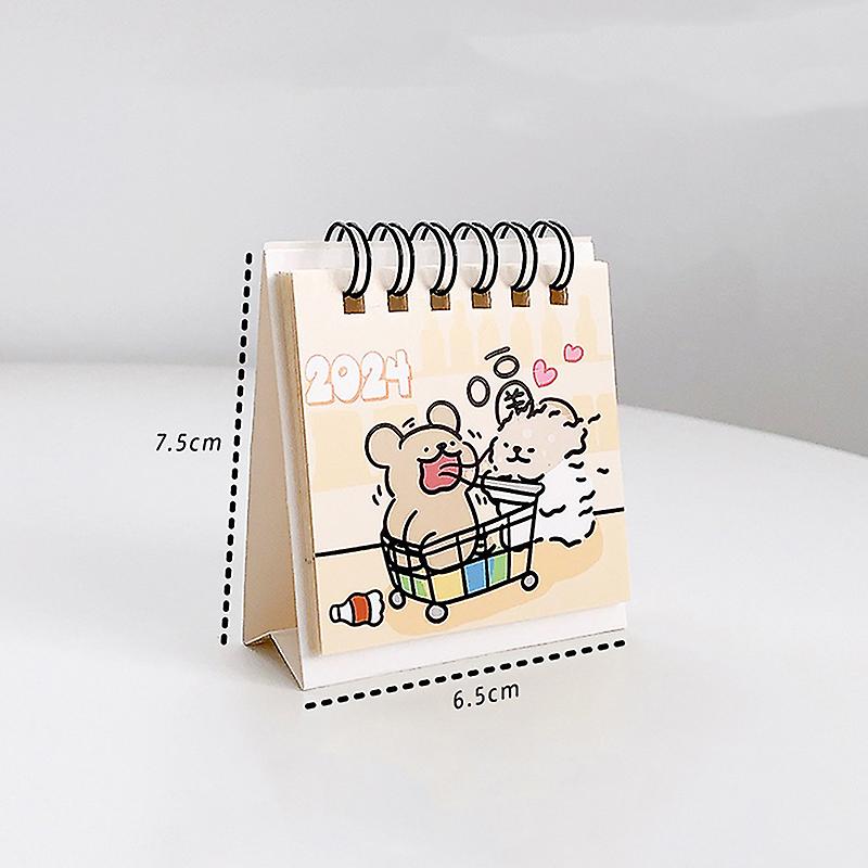 2024 Mini Calendar Cute Cartoon Puppy Series Table Calendar Small Portable Desktop Calendar Kawaii Office Student Supplies