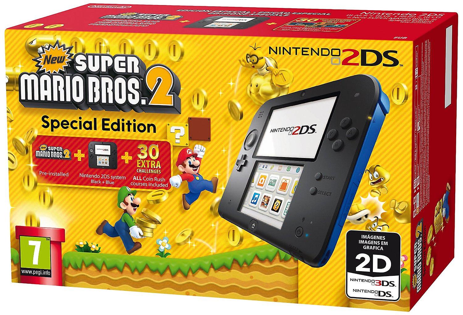 Nintendo Handheld Console 2ds - Black/blue With New Super Mario Bros 2