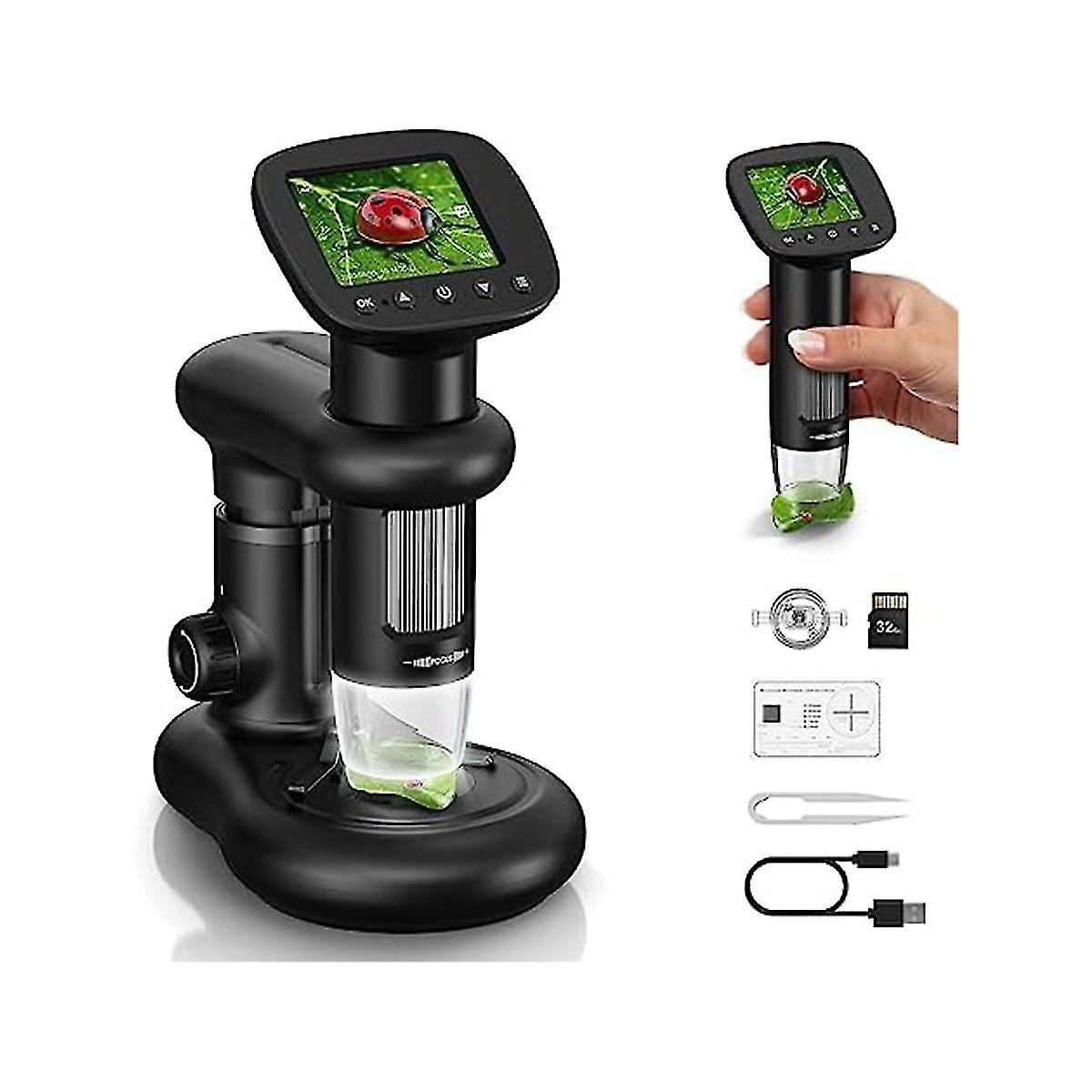 Handheld Digital Microscope With 2in Lcd Screen,1000x Pocket Microscope For Kids With 8 Led Lights,portable Microscope