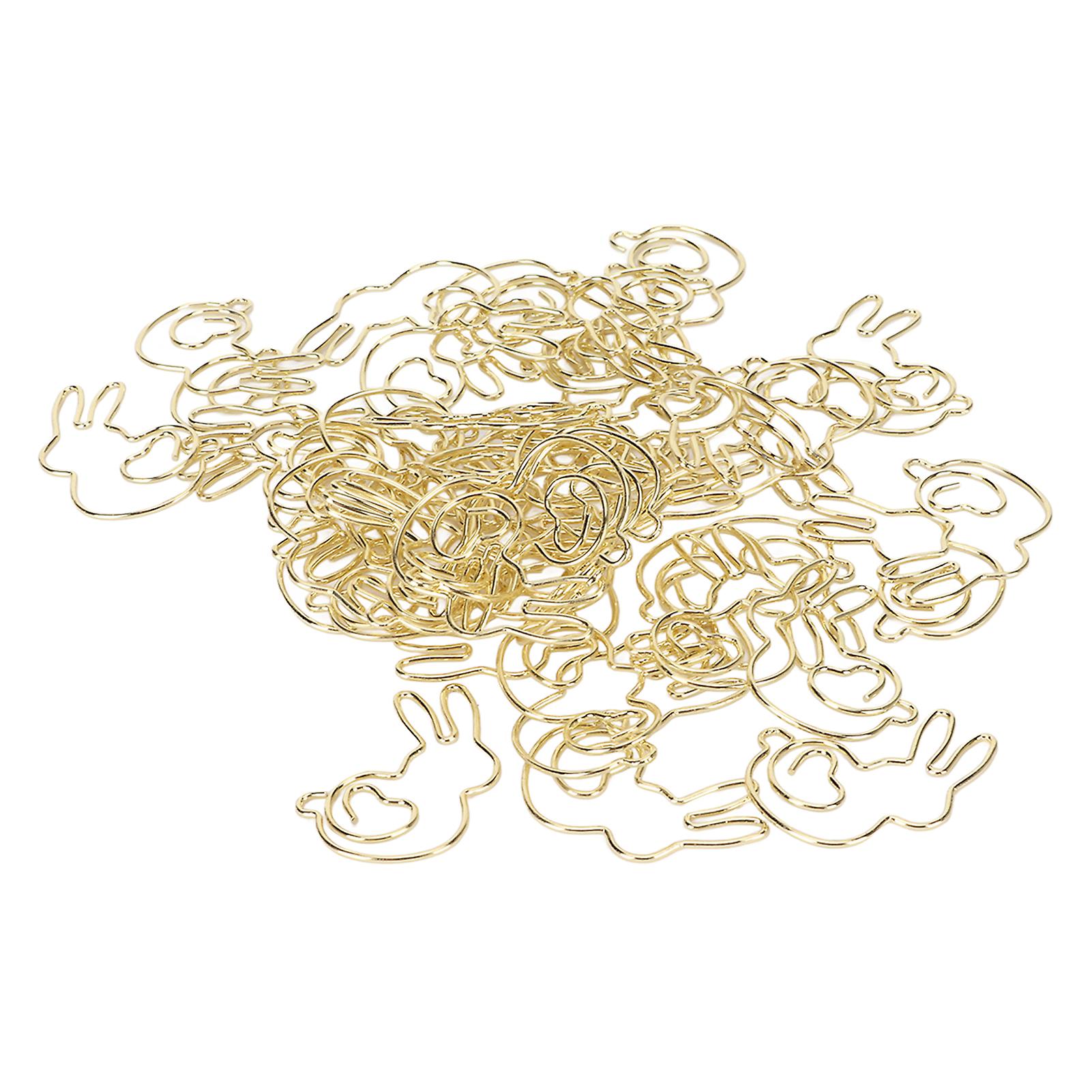 50 Pcs Rabbit Shaped Paper Clip Creative Cute Cartoon Animal Golden Page Marker File Note Clips for File Classification 
