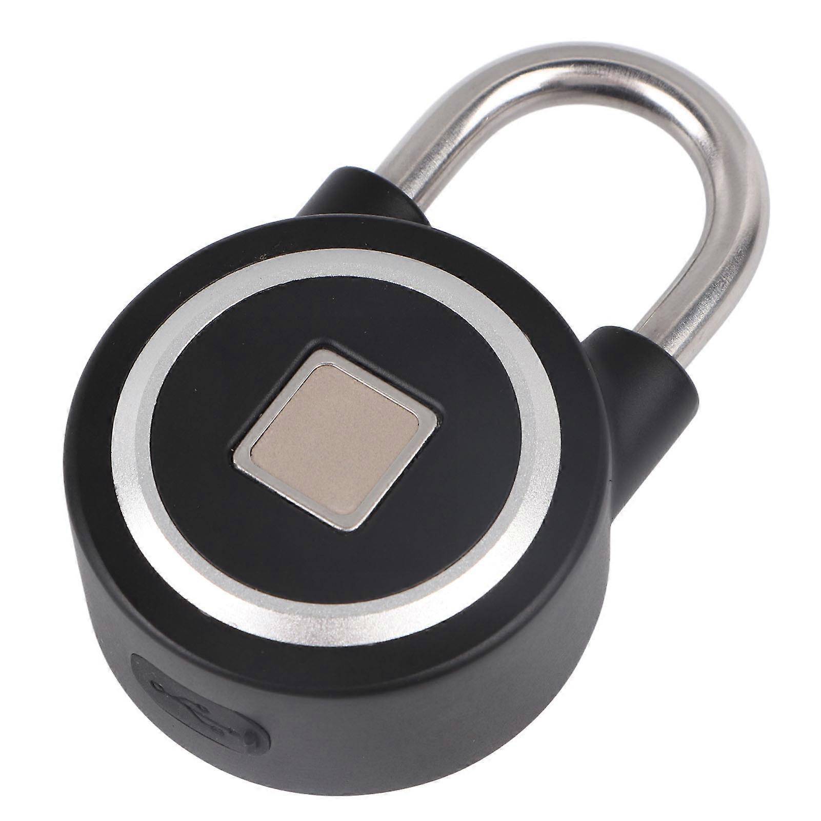 Fingerprint Padlock Bluetooth App Control IP65 Waterproof Safety Electronic Lock for Locker Drawer Office Gym Black