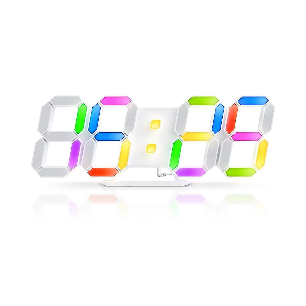 3d Led Digital Wall Clock Rgb Clock Luminous Table Alarm Clock