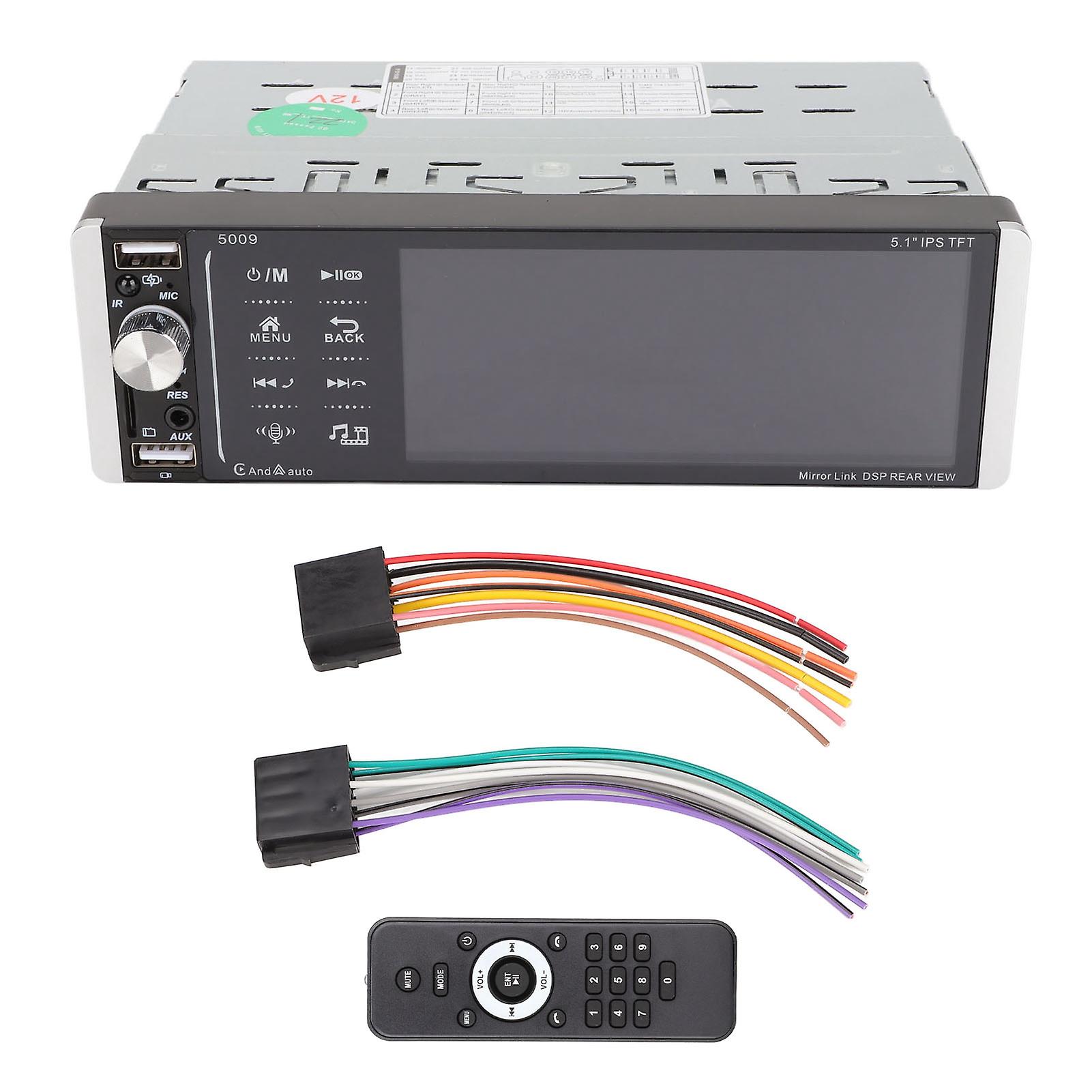 5.1inch Touch Screen Car Radio Single Din Car Stereo Receiver Bluetooth Hands Free Calling 3 USB Port with Remote Control
