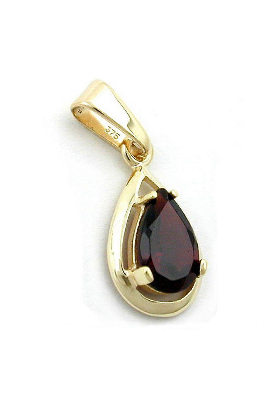 Pendant Drop Shape Dark Red 9k Gold - Gl431040