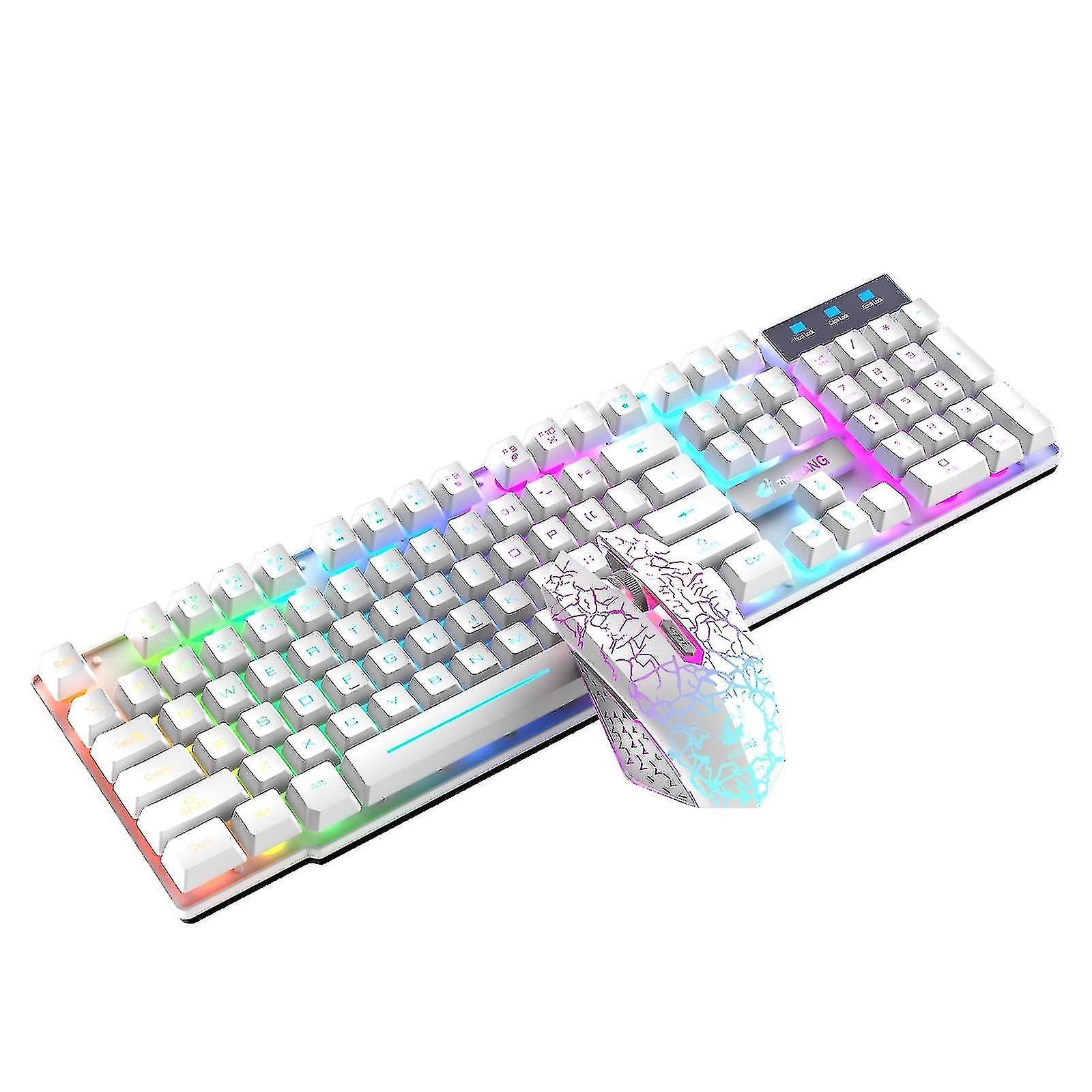 Combinazione di tastiera e mouse da gioco wireless con ricarica retroilluminata Rainbow Led
