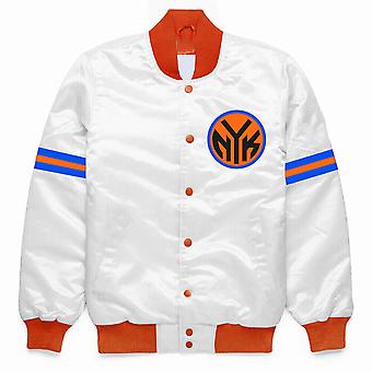 Nba New York Knicks Vintage White Satin College Baseball...