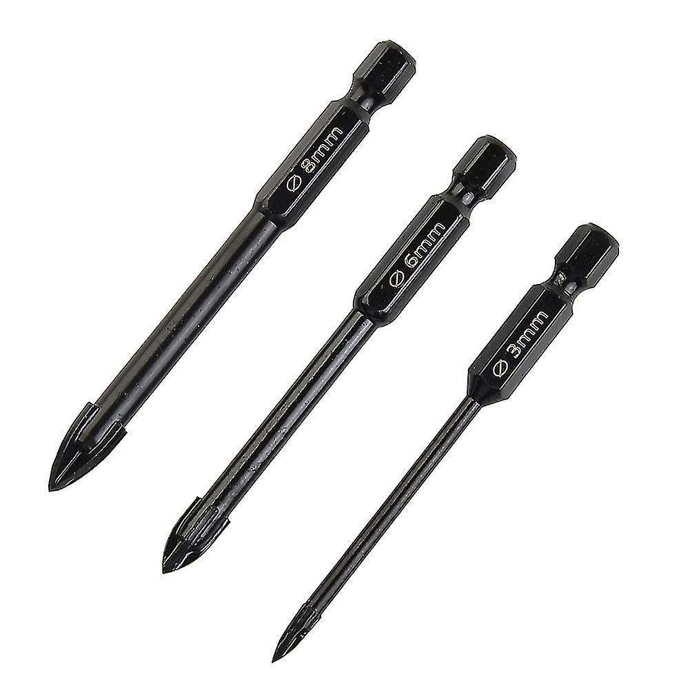3 Pcs Cross Drill Bits Efficient Universal Drilling Tool Multifunctional Alloy Drill Bit Tip 3/6/8mm