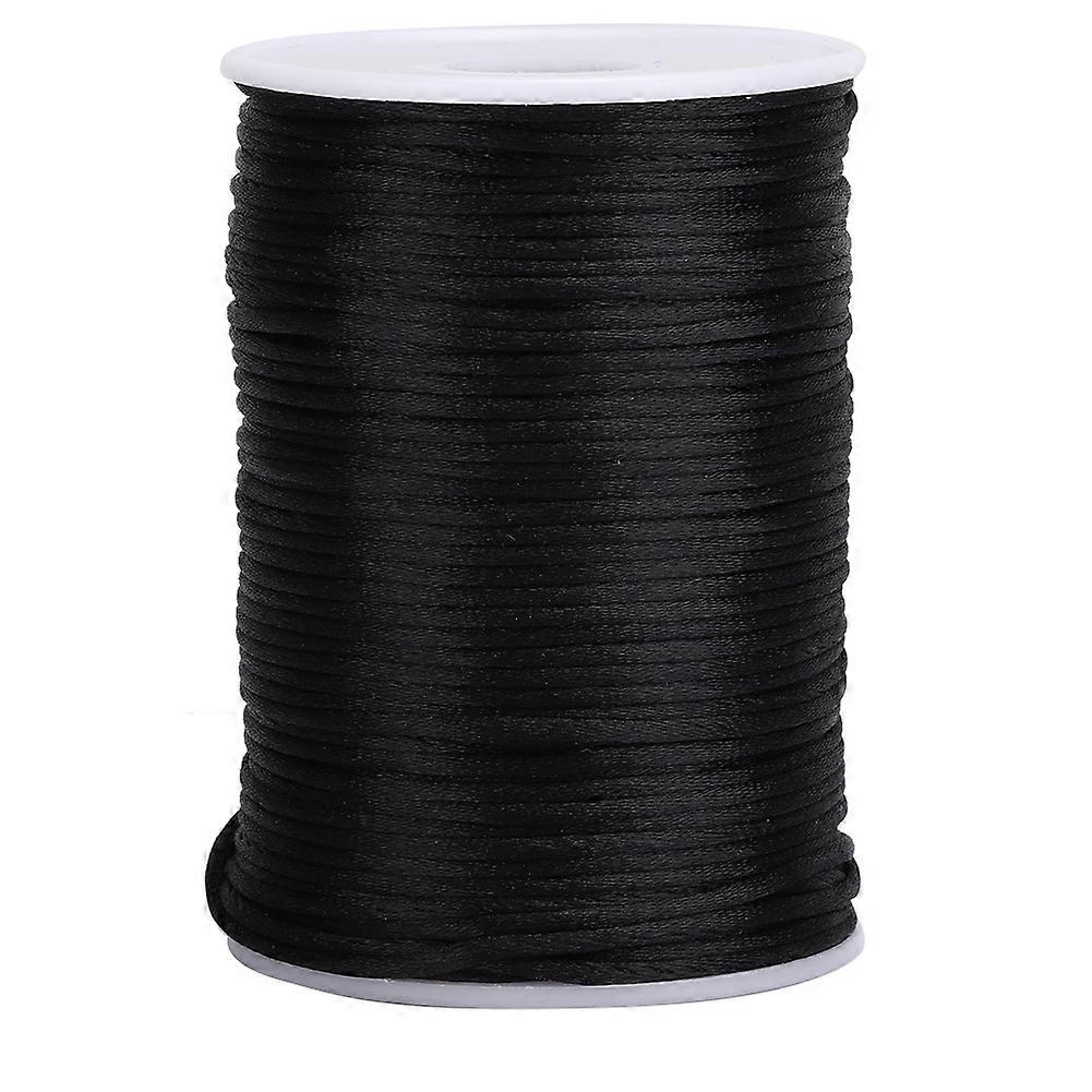 دائم النايلون الساتان الحبل الصينية معقود سلك الديكور لصنع المجوهرات الخياطة الحياكةالأسود