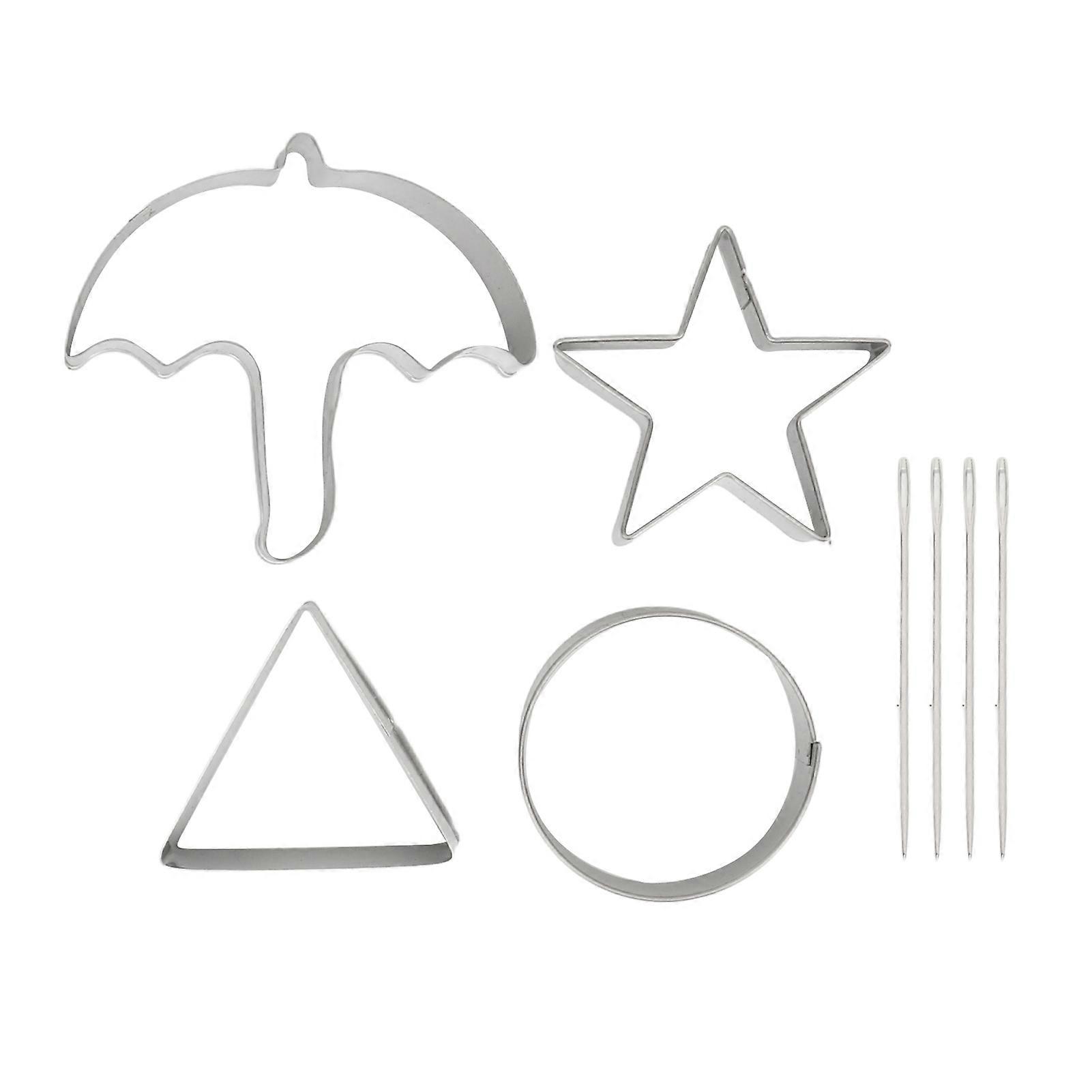 مجموعة قطع البسكويت 4 قطع صنع قوالب 4 قطع صناديق مستديرة 4 قطع إبر السكر أدوات ثقب الحلوى الفولاذ المقاوم للصدأ