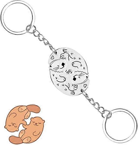 1 Pair Otter Keychain Animal Partner Keychain Puzzle Pendant Keychain Otter Motif Keychain Gift for Valentine's Day/Anniversary