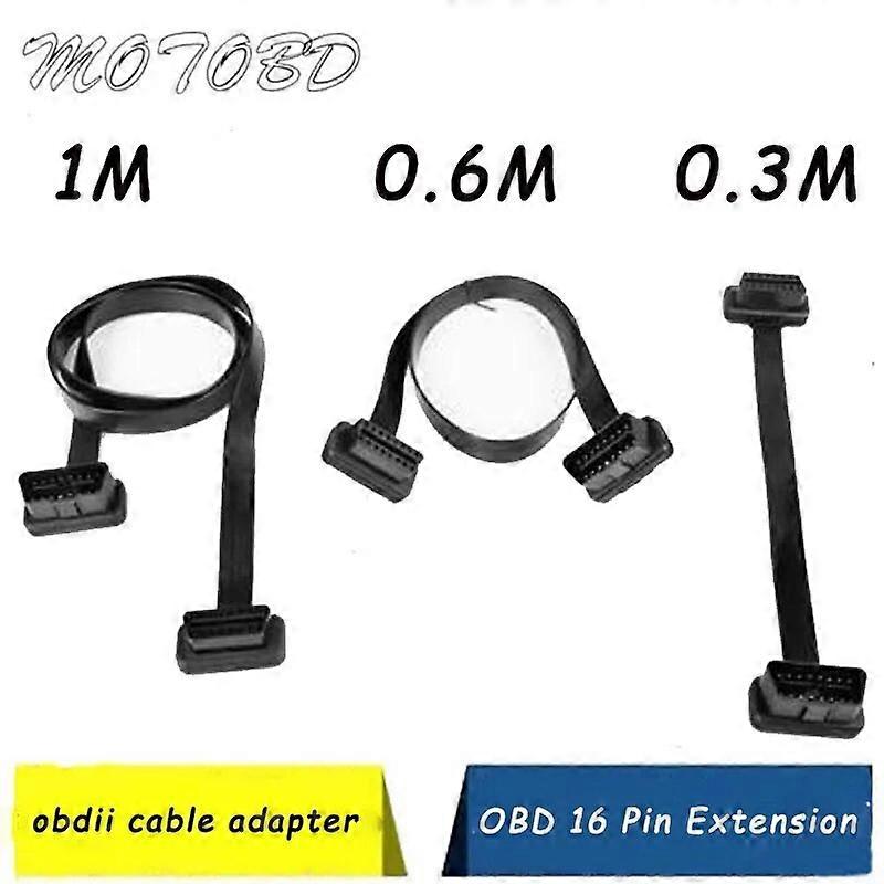 60/100/500CM Flat+Thin As Noodle 16 Pin Socket OBD OBDII OBD2 16Pin Male To Female Car Scanner Extension Cable 8Core Connector ST1M047