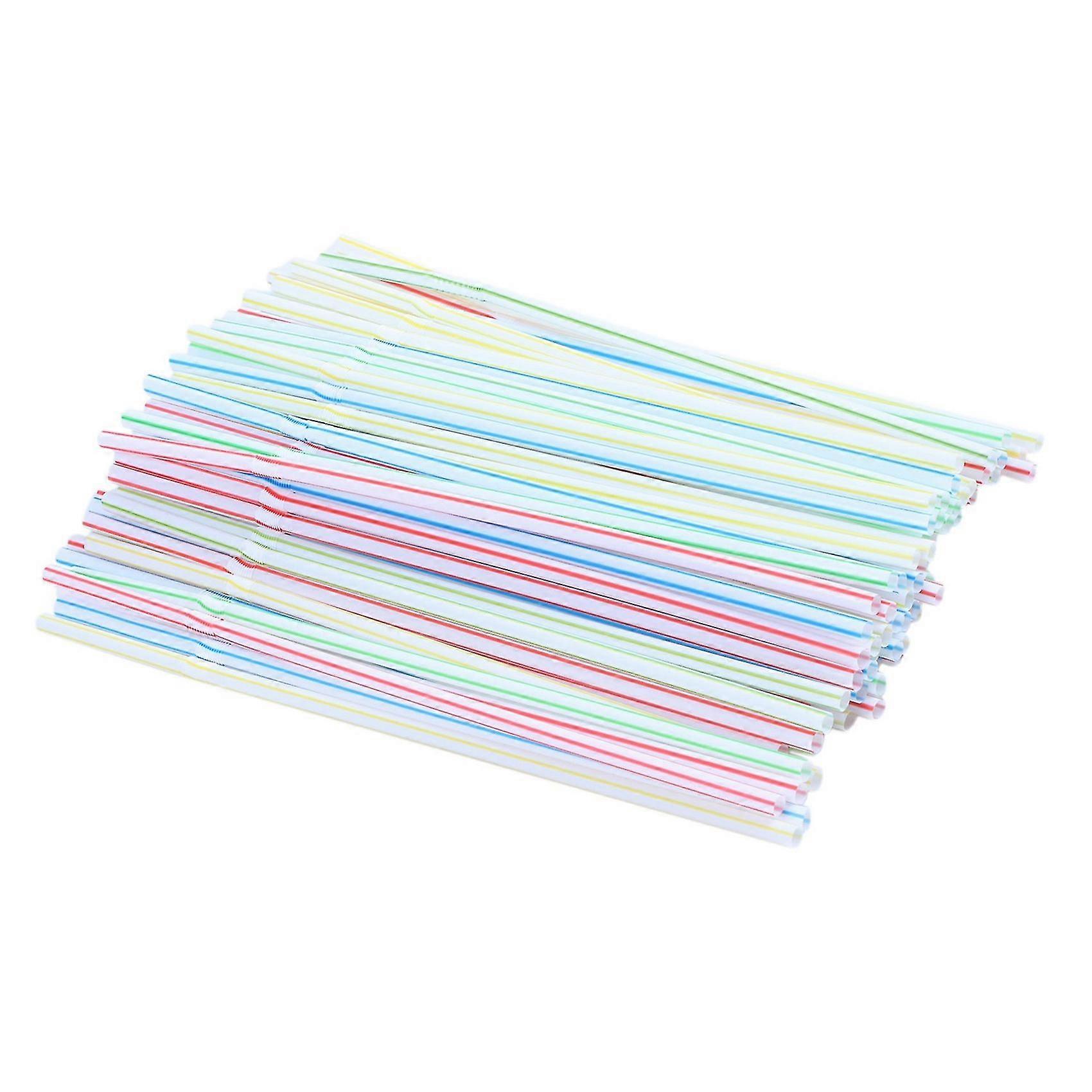 100pcs Disposable Flexible Straws Plastic Drinking Supplies