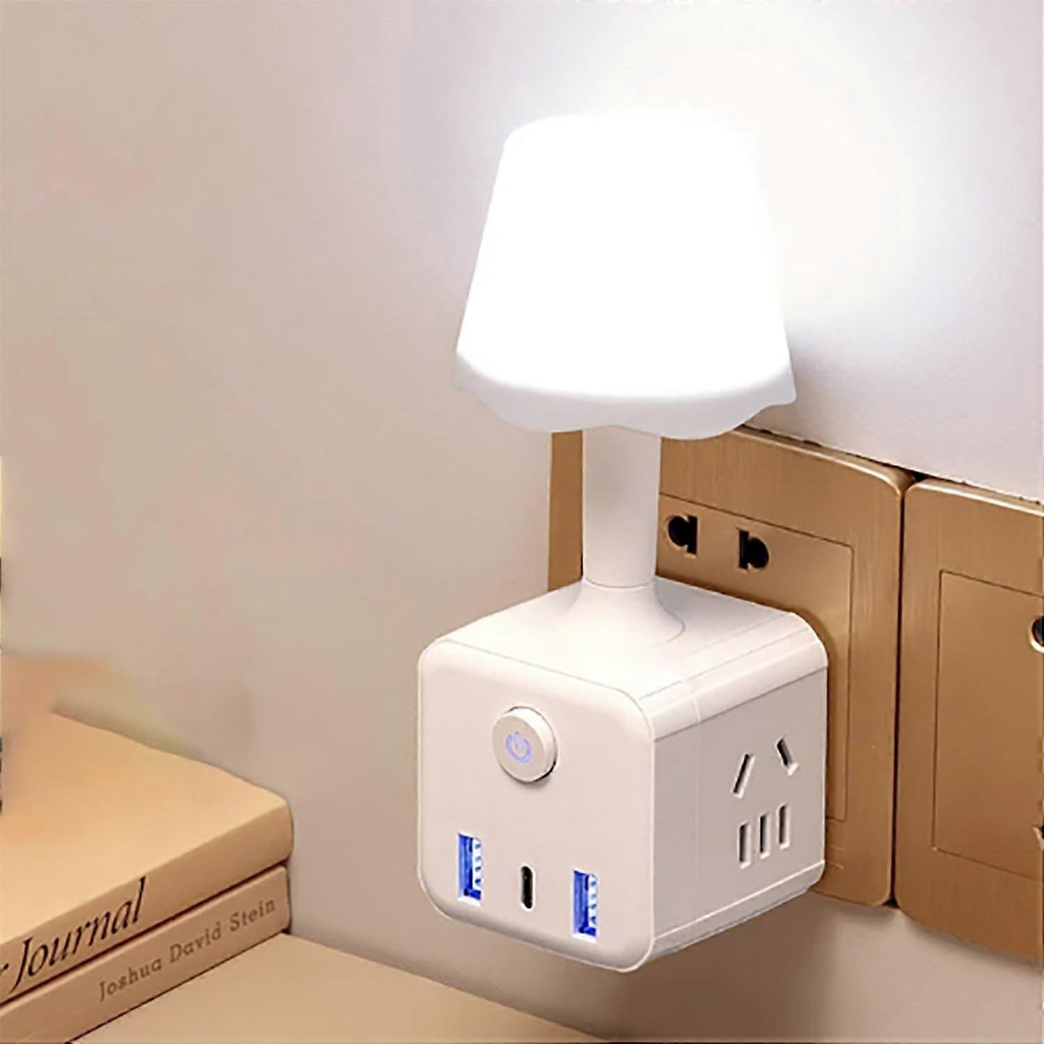 Remote Control LED Light Lamp with USB Adapter, Voice Control, Multifunctional Converter Socket USB Bedroom Bedside Lamp GIFT For family