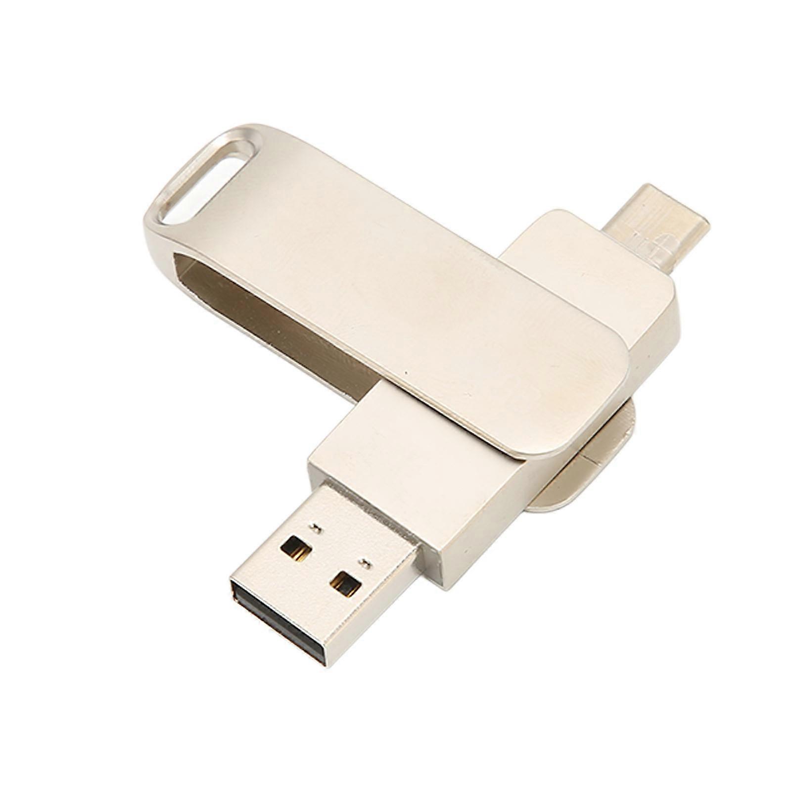 Phone Memory Stick USB 3.0 Type C 2 en 1 Clé USB portable rotative en métal pour tablettes Stockage d’images Argent 32 Go