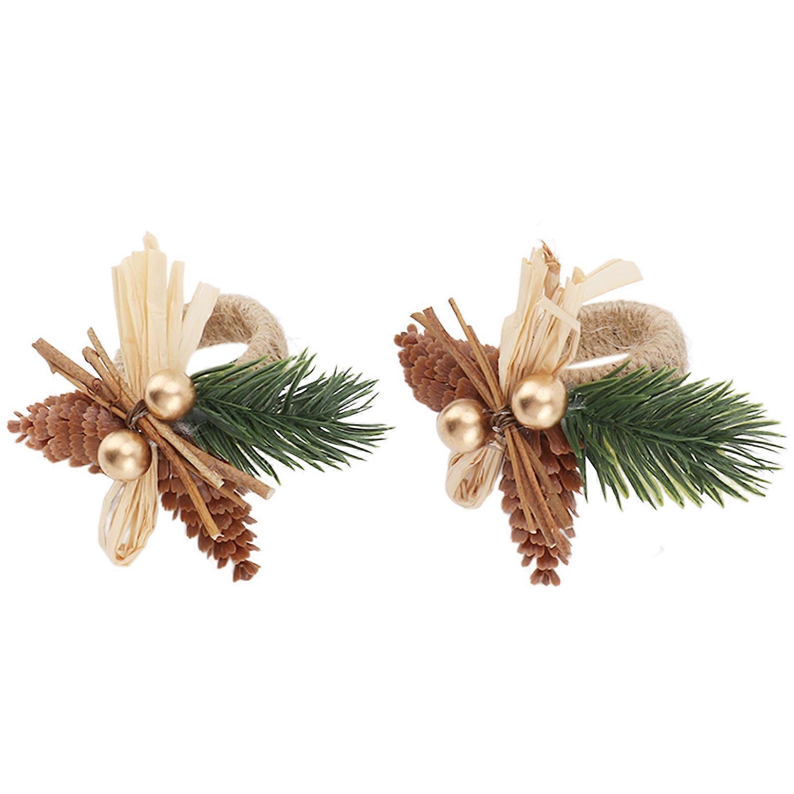 パインコーンナプキンリングホルダー2個セット(パーティーディナー用)