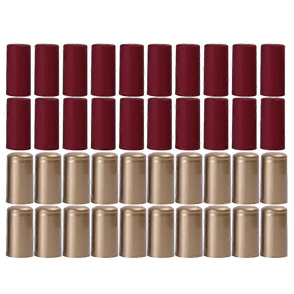 200pcs Wine Bottle Heat Shrink Capsules Wine Heat Shrinkable Red Wine Heat Shrinkable Film Usedful Wine Accessories (Red + Golden)
