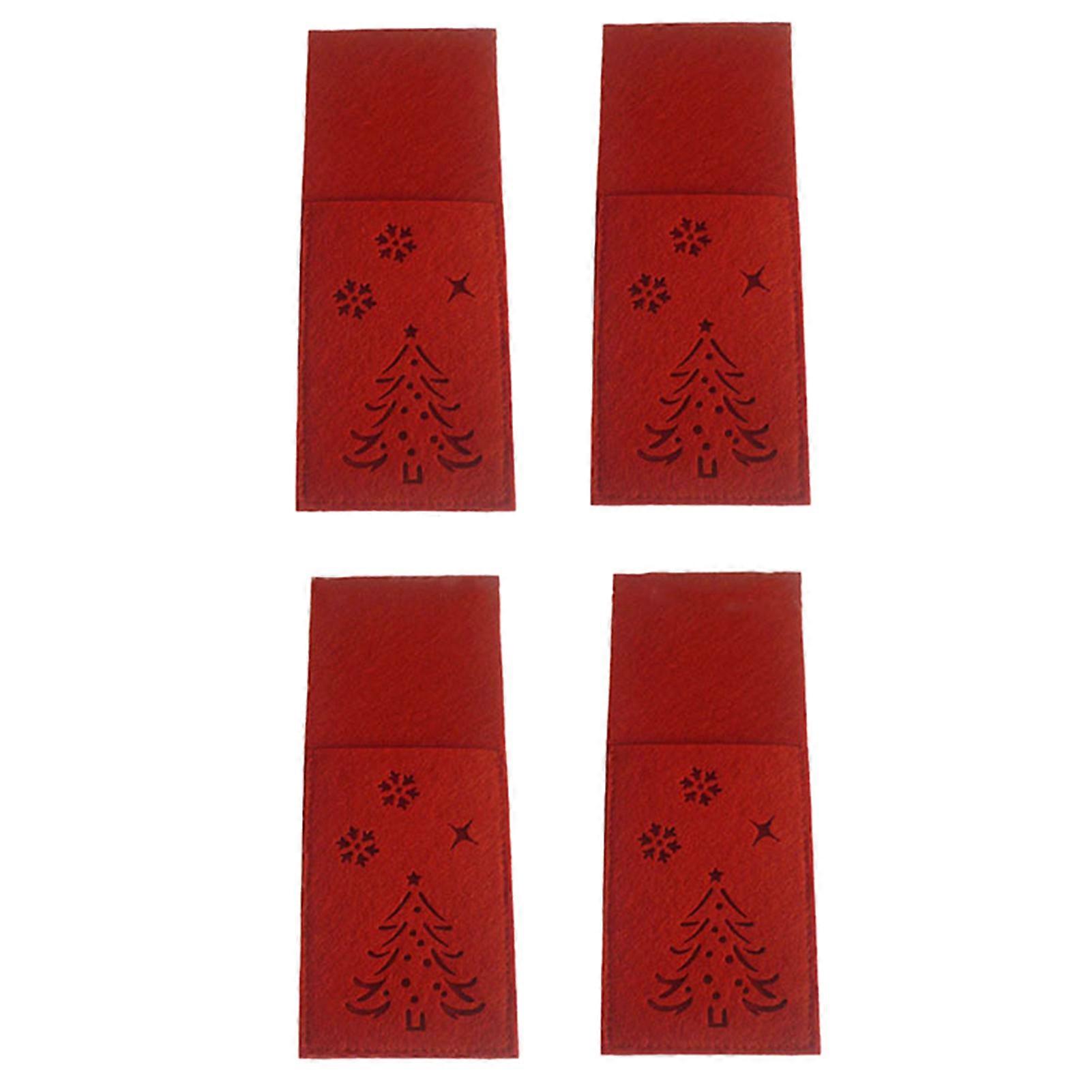 4 قطع عيد الميلاد القاطع شوكة حامل مربع شجرة عيد الميلاد ندفة الثلج جوفاء نمط جيب أدوات المائدة حقيبة القماش تجهيزات المطابخ منظم الجدول ديكور تشينغهاي