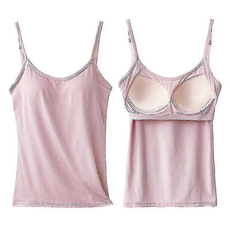 كاميس طويلة مع المدمج في الرف حمالة الصدر حزام قابل للتعديل النساء طبقات الدبابات الأساسية أعلى القطن الصلب الصدر الوسادة الصيف تي شيرت [جودة متقدمة!50٪ خصم]-Yva