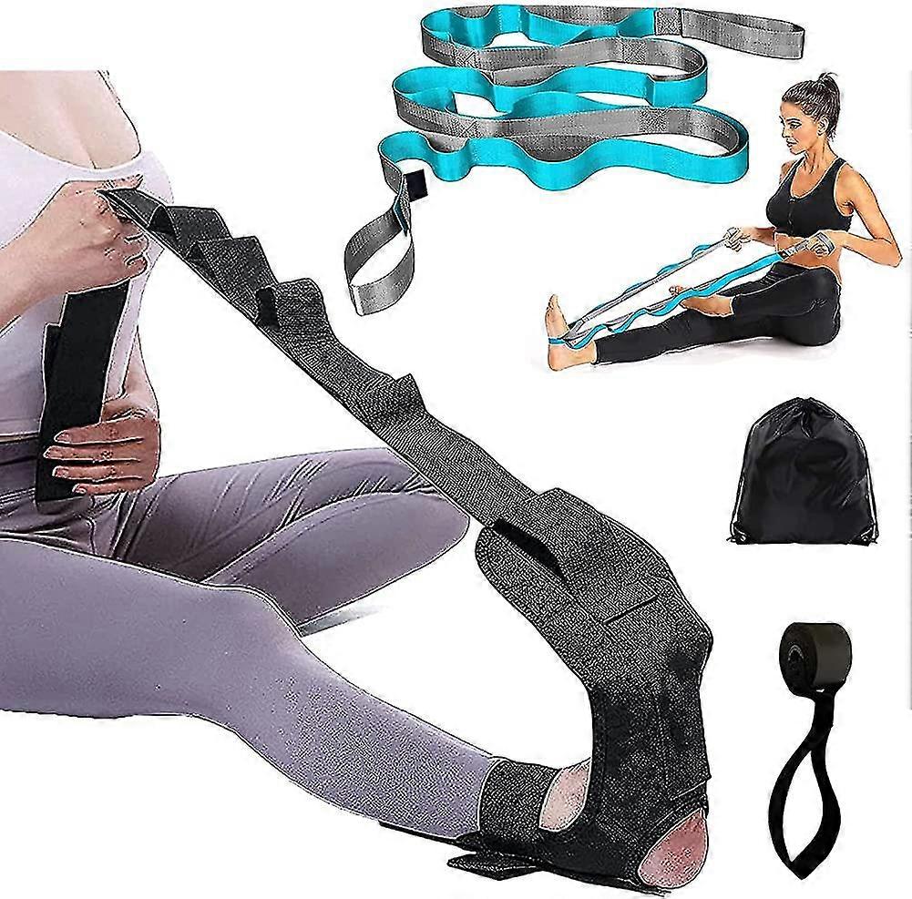 Yoga Straps And Foot Stretcher Set Of 4 For Stretching With Loops. 8 Ft 12 Loops
