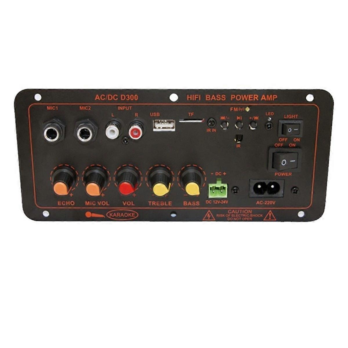 Bluetooth5.0 Audio 300W Verstärkerplatine D300 Subwoofer Dual-Mikrofon AMP Verstärker Modul Auto Media Player EU-Stecker