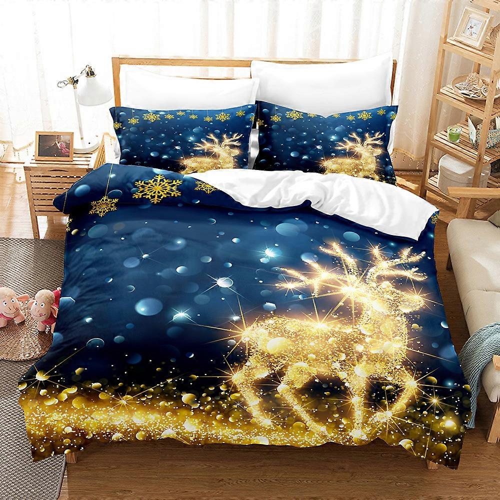The Christmas reindeer series down duvet cover is a 3D ultra-fine fiber bed sheet with printed bedding for use on the bed