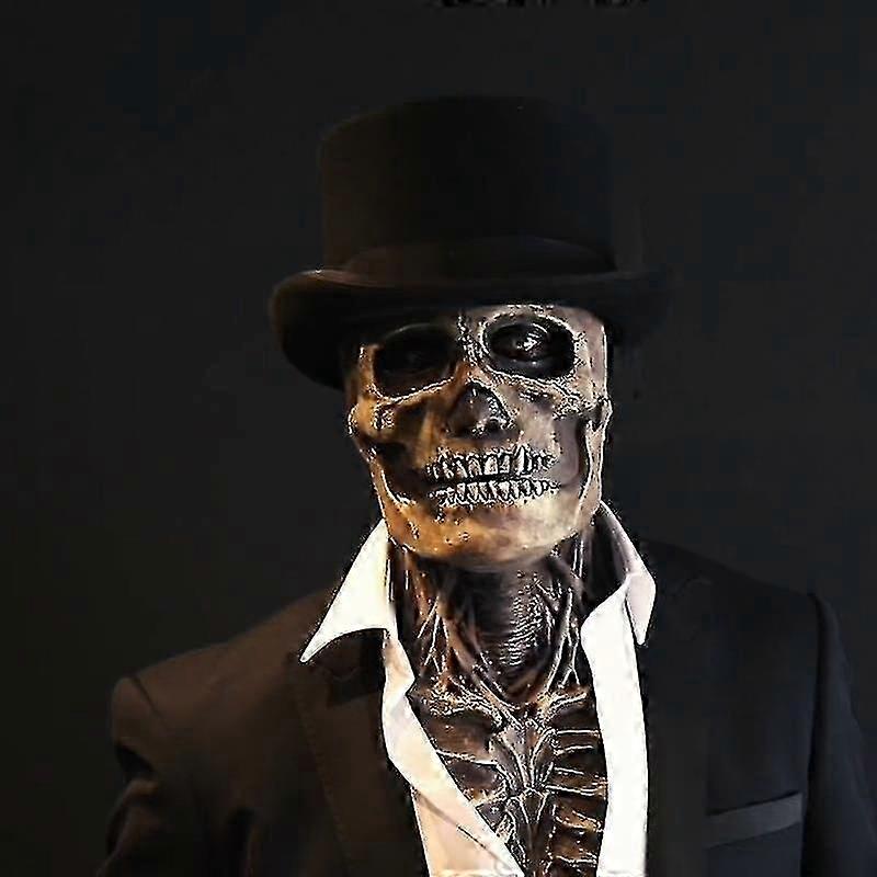 New est Skeleton Bio-mask Halloween Horror Mask Party Cosplay Props Silicone Full Cap Skull Hat