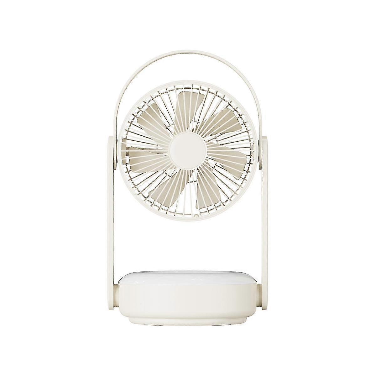 10000 Mah Ventilatore a parete con luce notturna Punzonatura libera Home Mute Fan Desktop Desktop Fan Usb Charging Fan Cream Color