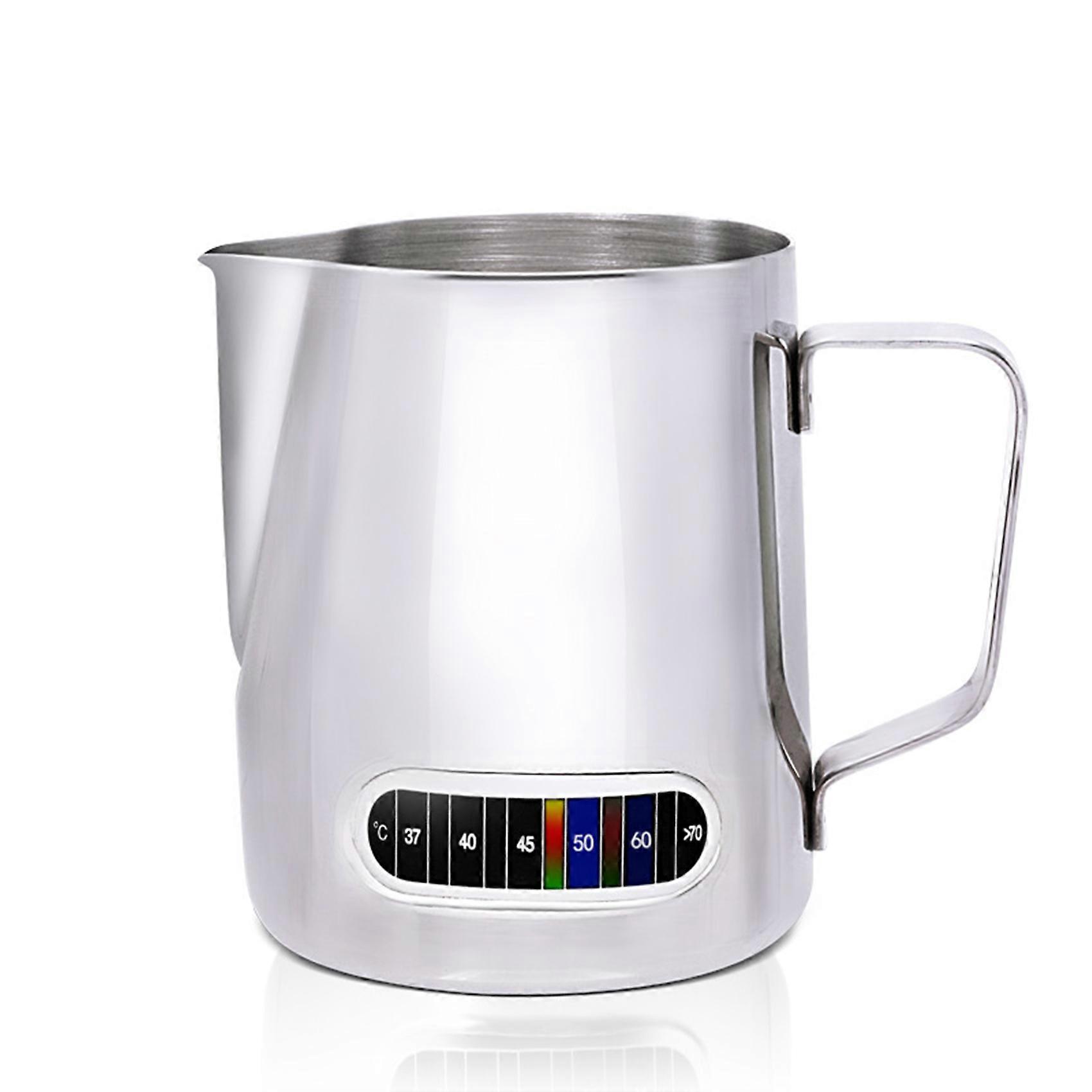 12/20oz Milk Frothing Pitcher with Temperature Display Stainless Steel Milk Frother Pitcher Jug Cup for Latte Art Barista