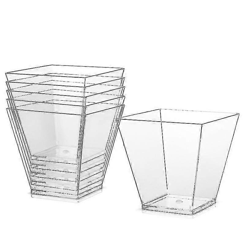 20pcs 200ml Plastic Square Dessert Cups Square Clear Plastic Cups Square Small Appetizer Cups