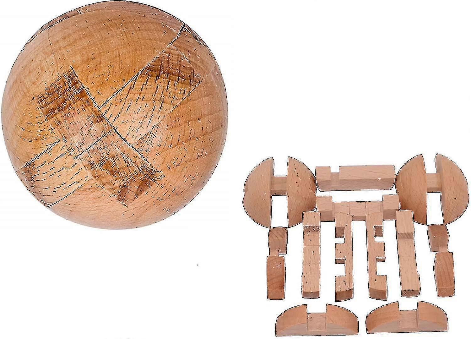 Handmade Wooden Puzzle Magic Ball Brain Teasers Toy Intelligence Game