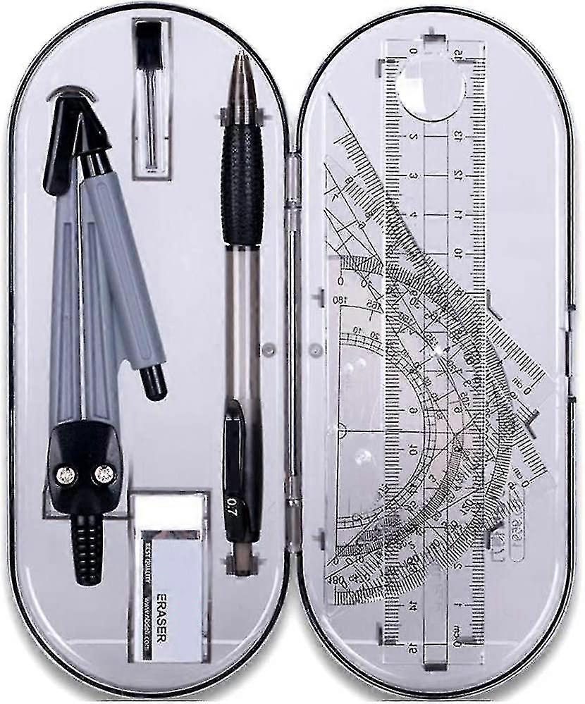 Zirkelgeometrie Kit Set Math Geometry Kit Student Supplies Mit Bruchsicheren Aufbewahrungsbox,inkl,winkelmesser,kompass,bleistift Fhren Minen,bleisti