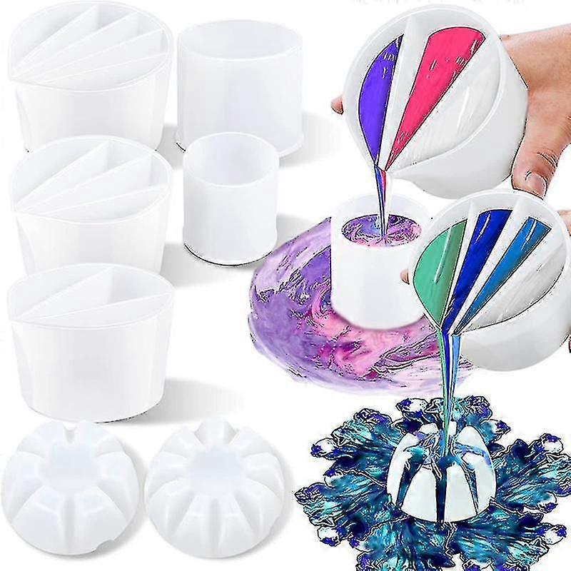 8pc Paint Pour Cup Bundle Paint Versing Cup Multi Channel Split Cup For Paint Versing For Diy Makin