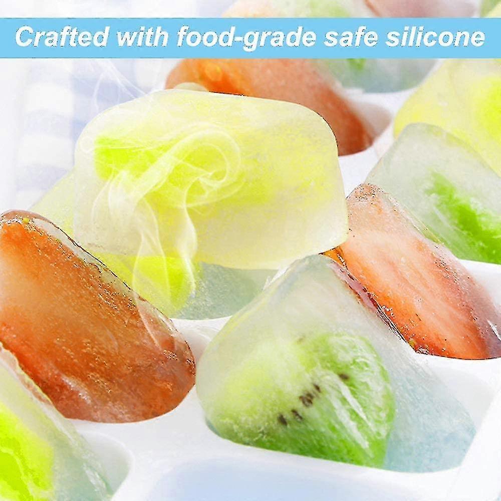 Set Of 2 Silicone Ice Cube Trays With Lids, Bpa Free, Stackable And Durable