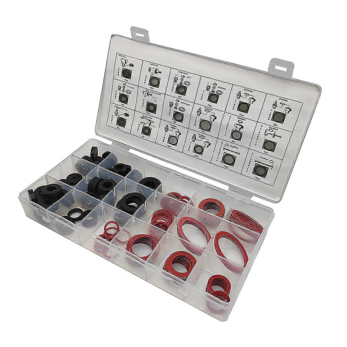 141 Piece Rubber Washer Set Plastic-nylon Flat Gasket Washers With Box For Faucets, Boilers, Pumps And Pipes