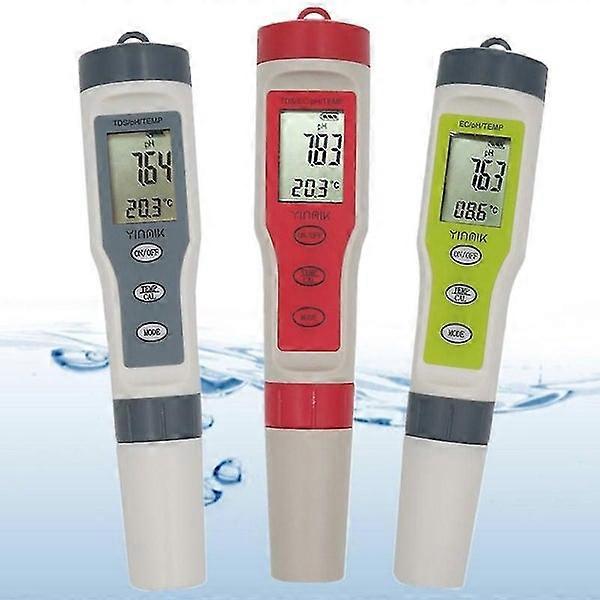 Digital pH Meter - Large Waterproof Pen Water Quality Tester 4-in-1 with Auto Output