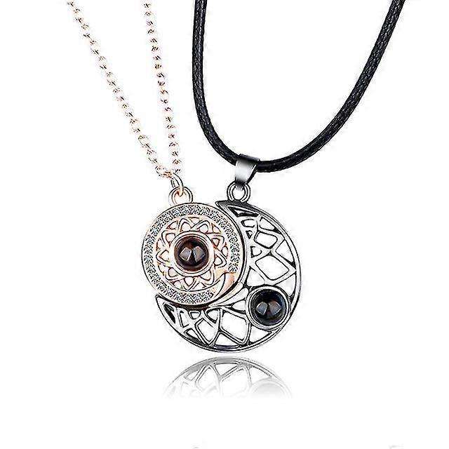 磁気カップルネックレスブレスレットは、バレンタインデーのための一致する太陽と月のネックレスブレスレットをセット(2個)