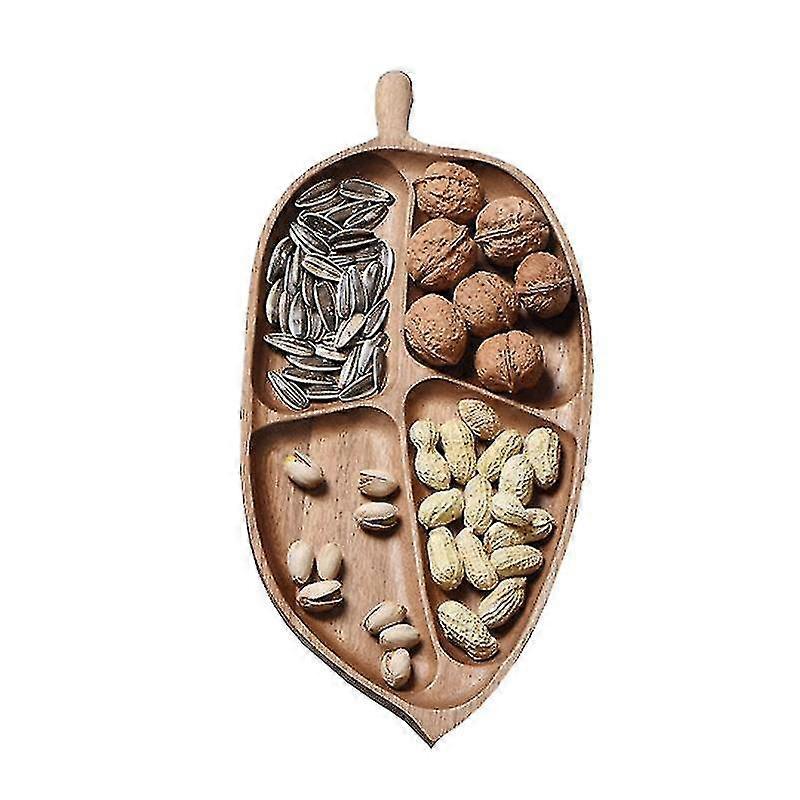 Madera entera Irregular Oval Solid Wood Pan Plate Fruit Dishes-e