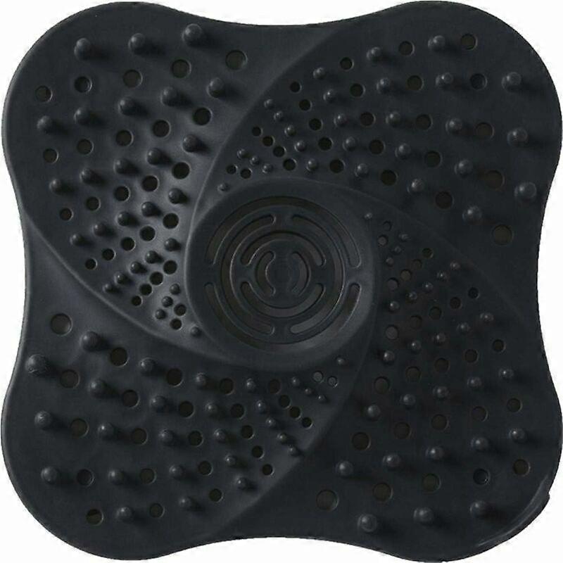 Anti-Block Bathroom Shower Drain with Suction Cup (Black)