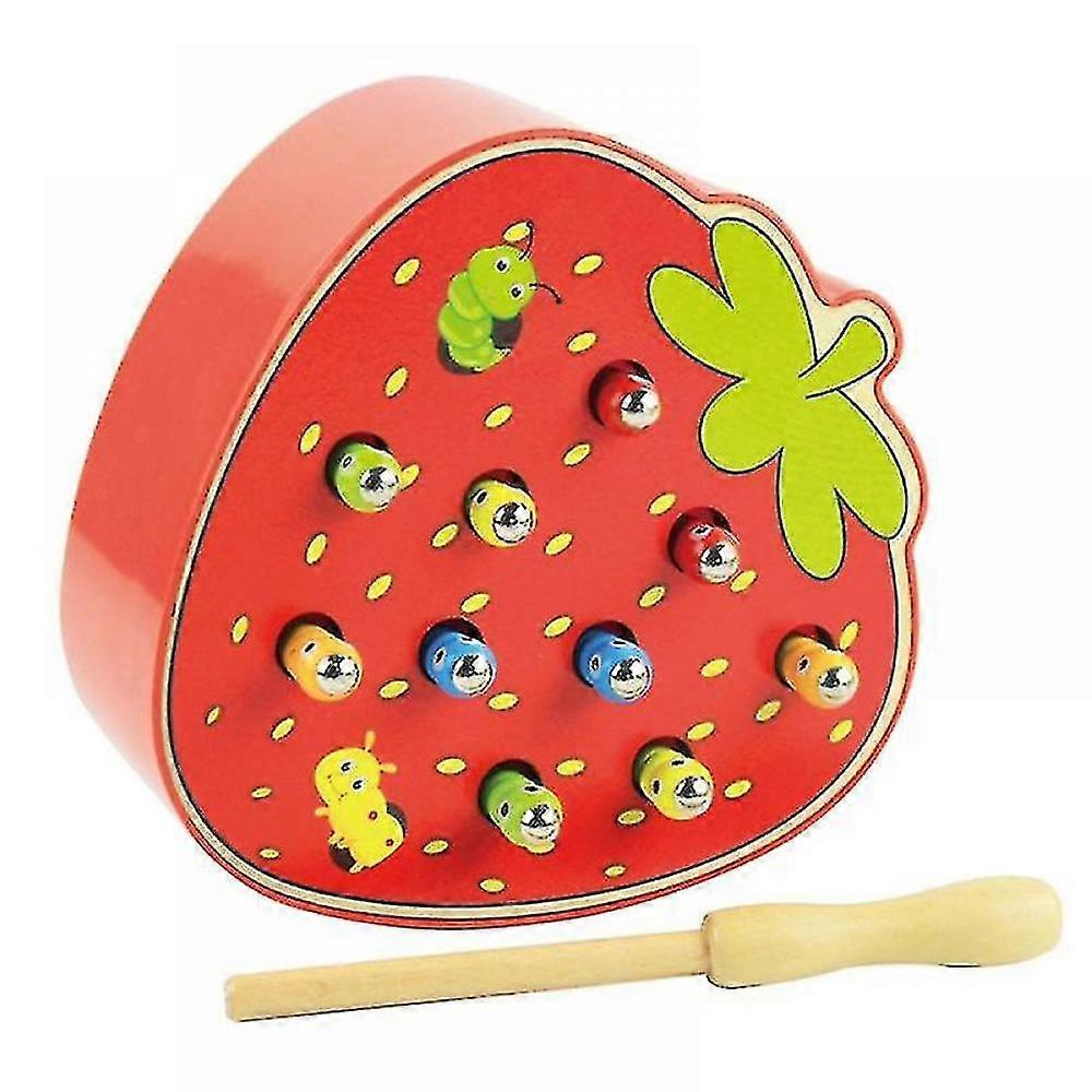 Fruit Shape Wooden Colorful Worms Game Magnetic Stick Interactive Kids Toy