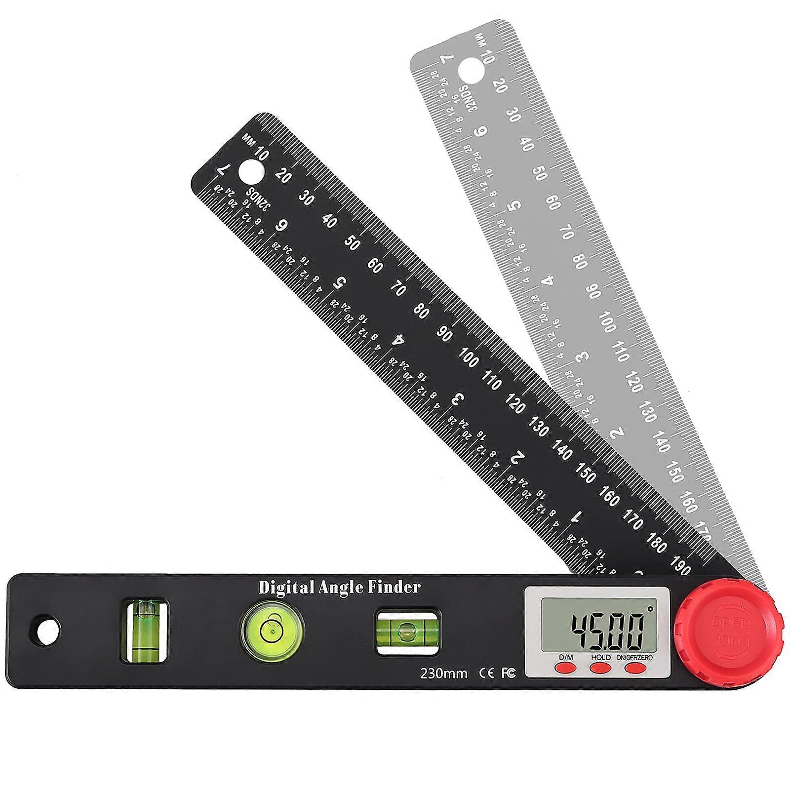 Digital Angle Finder,7 Inch Bubble Level Guage, Protractor Ruler, Angle Ruler Level Tool,Multifunction Protractor Guage, 3 Bubble Spirit Level Guage,H