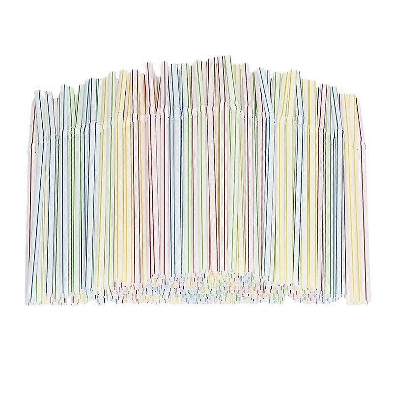 100pcs Plastic Drinking Straws 8 Inches Long Multi-colored Striped Bedable Disposable Straws