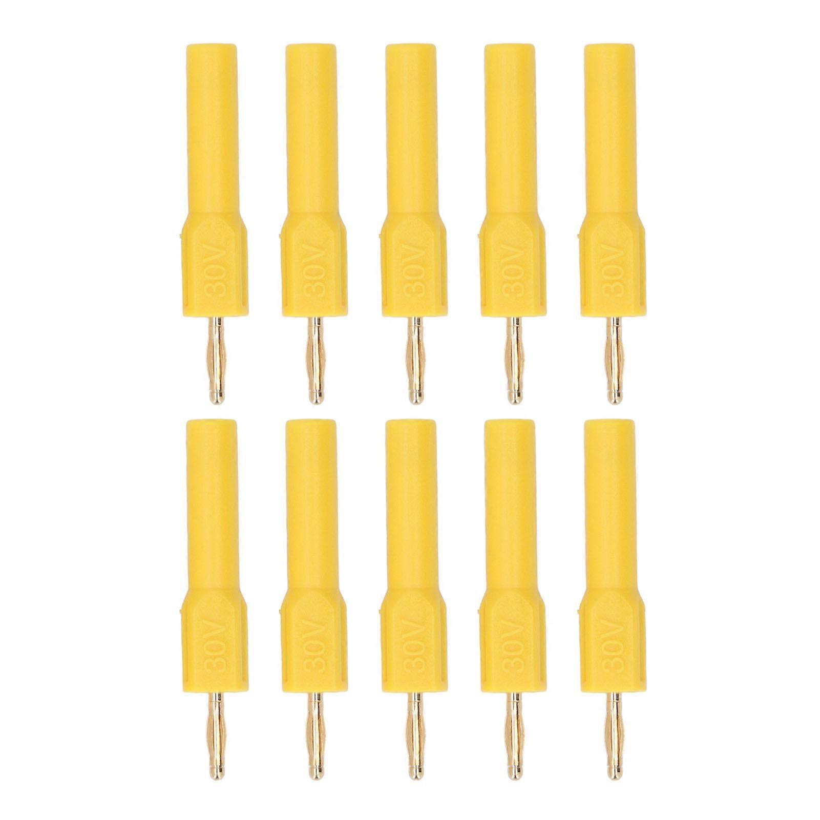 10Pcs συνδετήρας βουλωμάτων μπανάνας 2mm αρσενικός σε θηλυκός προσαρμοστής 4mm επιχρυσωμένος επιχρυσωμένος ορείχαλκος 30V κίτρινος