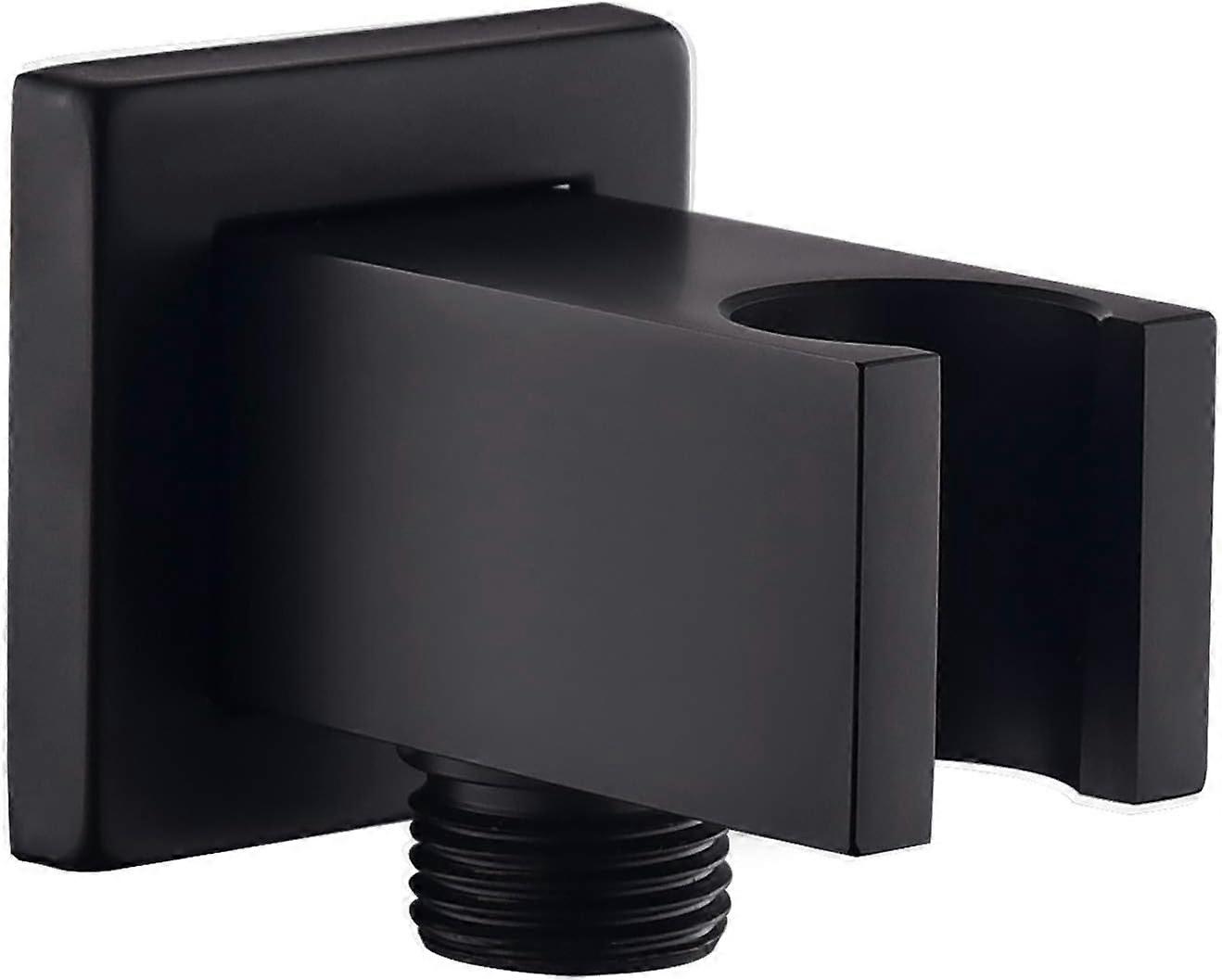 Wall connection elbow with black shower bracket, 1/2" square brass connection, shower elbow with bracket