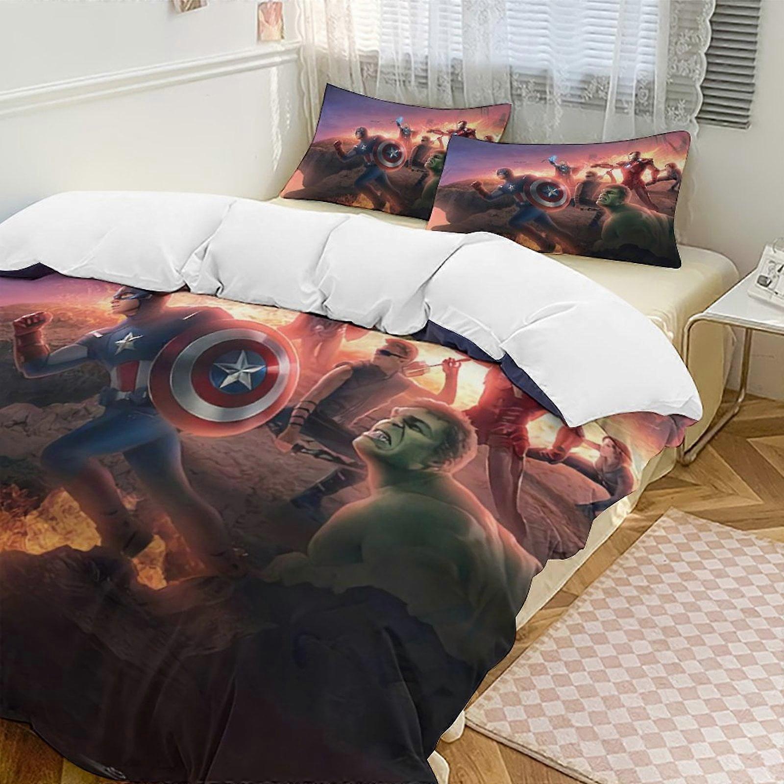 v3906  Bed Sheets Bedding Captain AmericaCartoon Collection 3-Piece Comforter Set, Personalized Bedding Decor for Kids And Teens  Bed Sheets  yuq3906