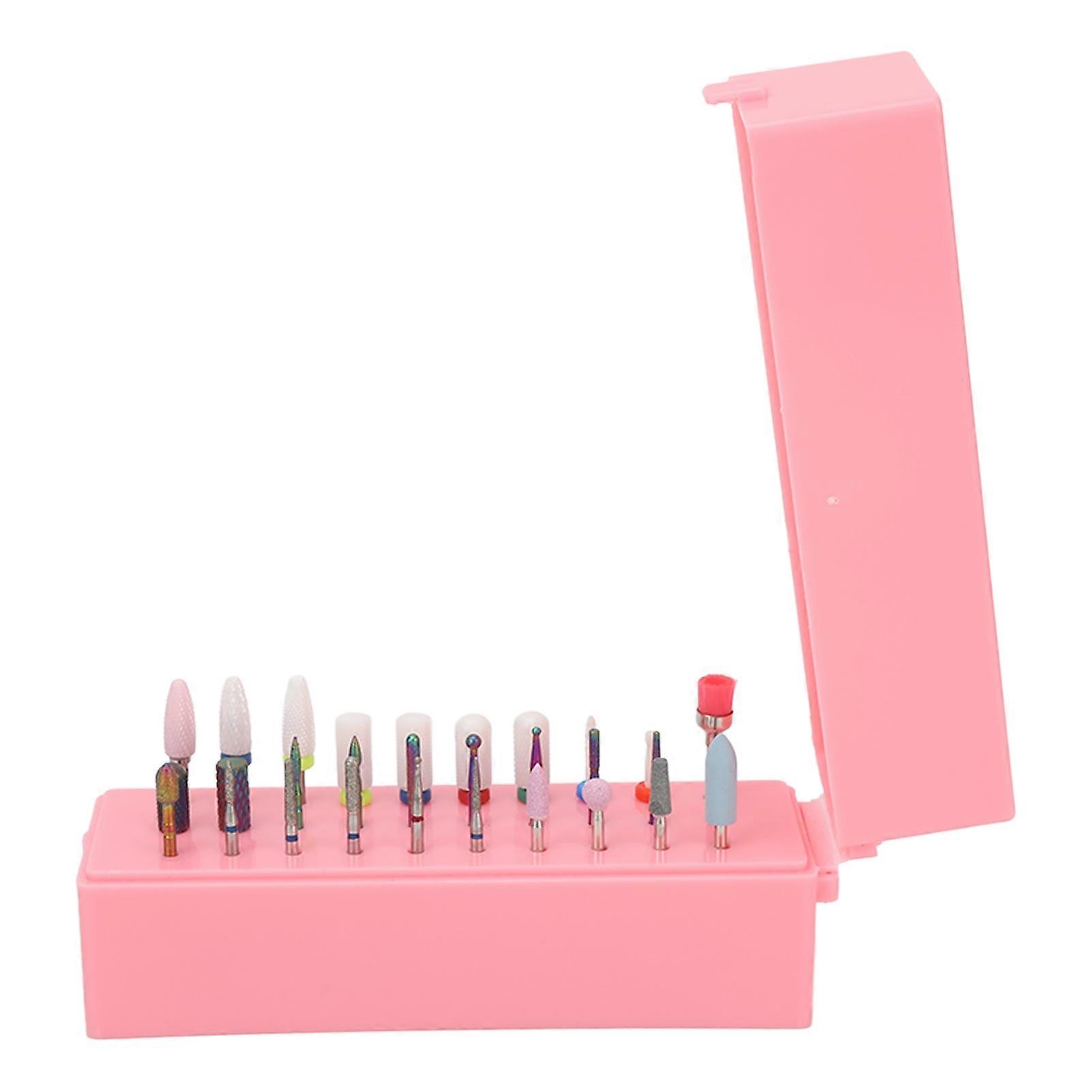 Nail Bits Displayer Organizer 30 Holes Dustproof Cover Safe Tungsten Steel Mini Nail Bits Holder with Storage Box